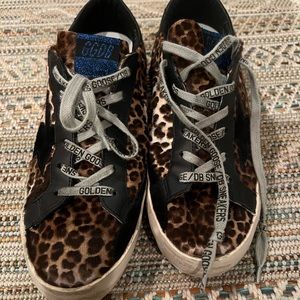 Barley worn / like new leopard print golden gooses distressed